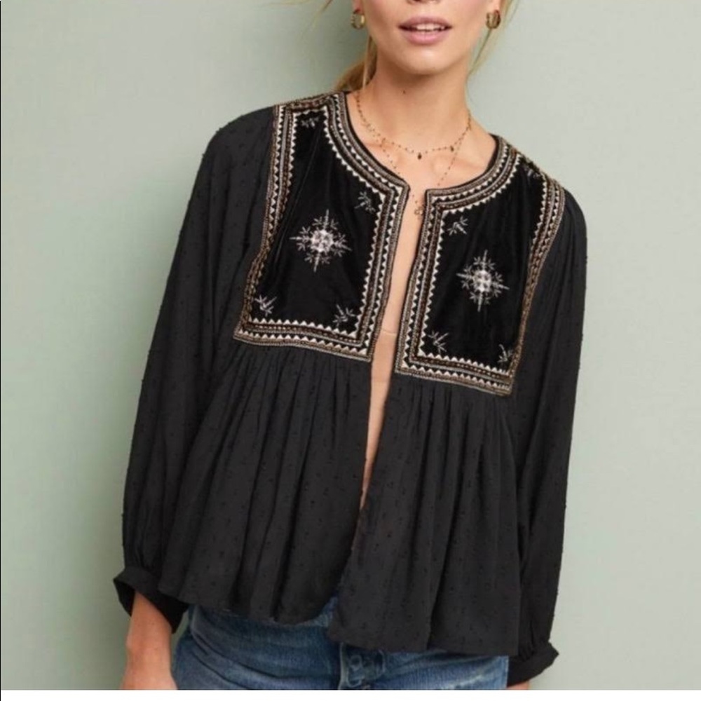 Velvet by Graham and Spencer Nixi embroidered embellished black&gold long sleeve